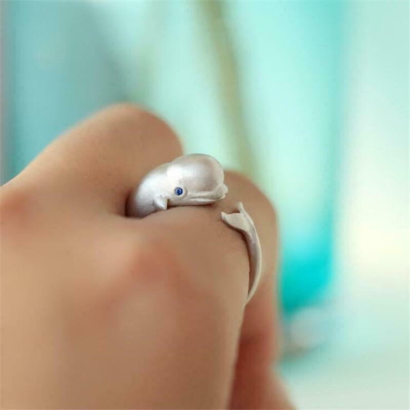Cute Whale Rings for Women Girls Dainty Open Expandable Adjustable Jewelry