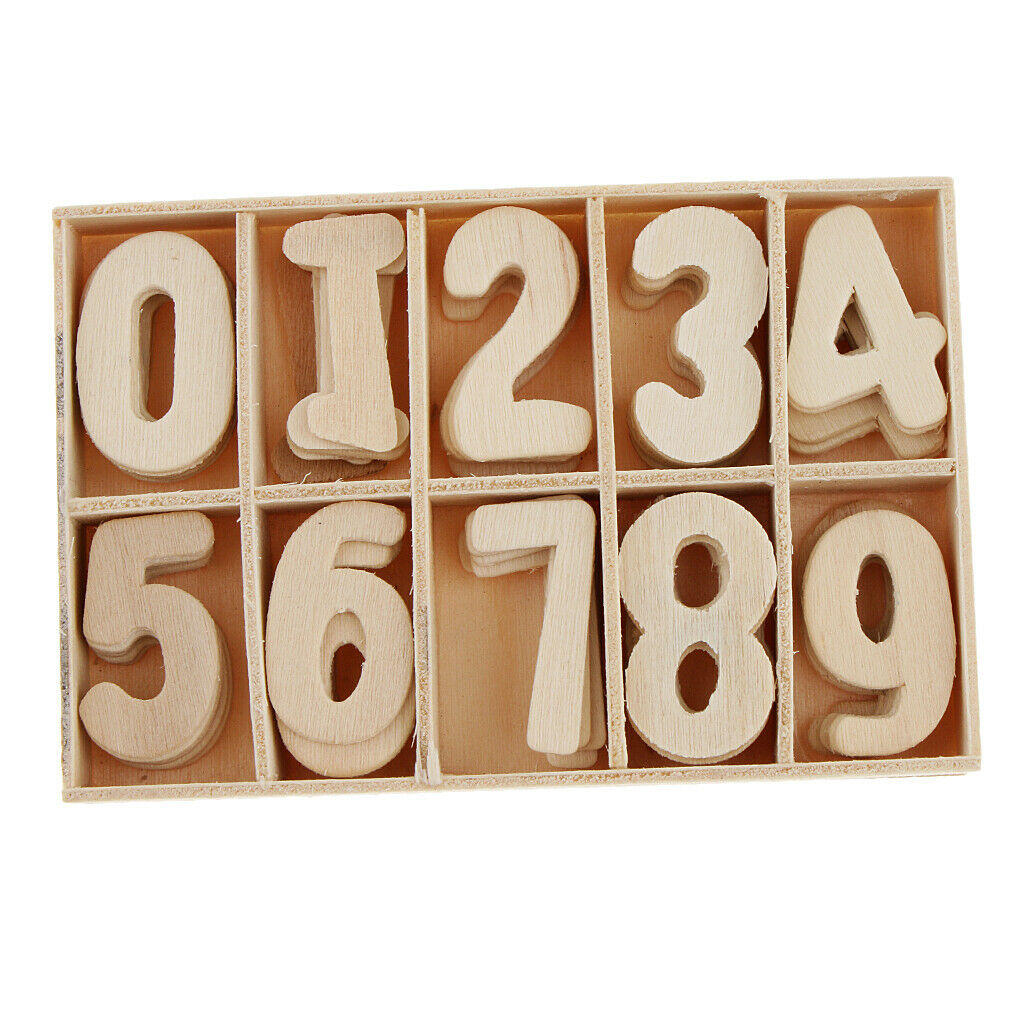 60 Pieces Wooden Numbers - DIY Craft Numbers with Storage Tray | Kids Learning