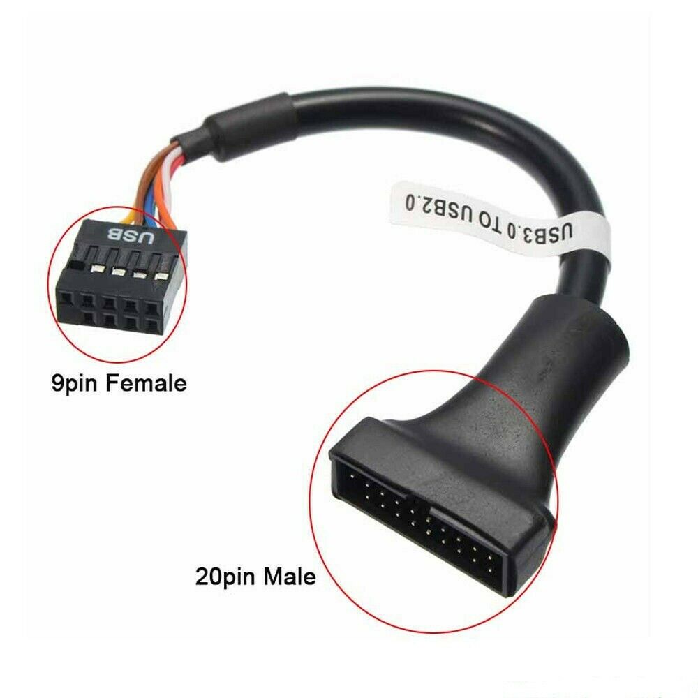USB 3.0 20Pin Male to Motherboard USB 2.0 9Pin Female Converter Cable Adapter UK
