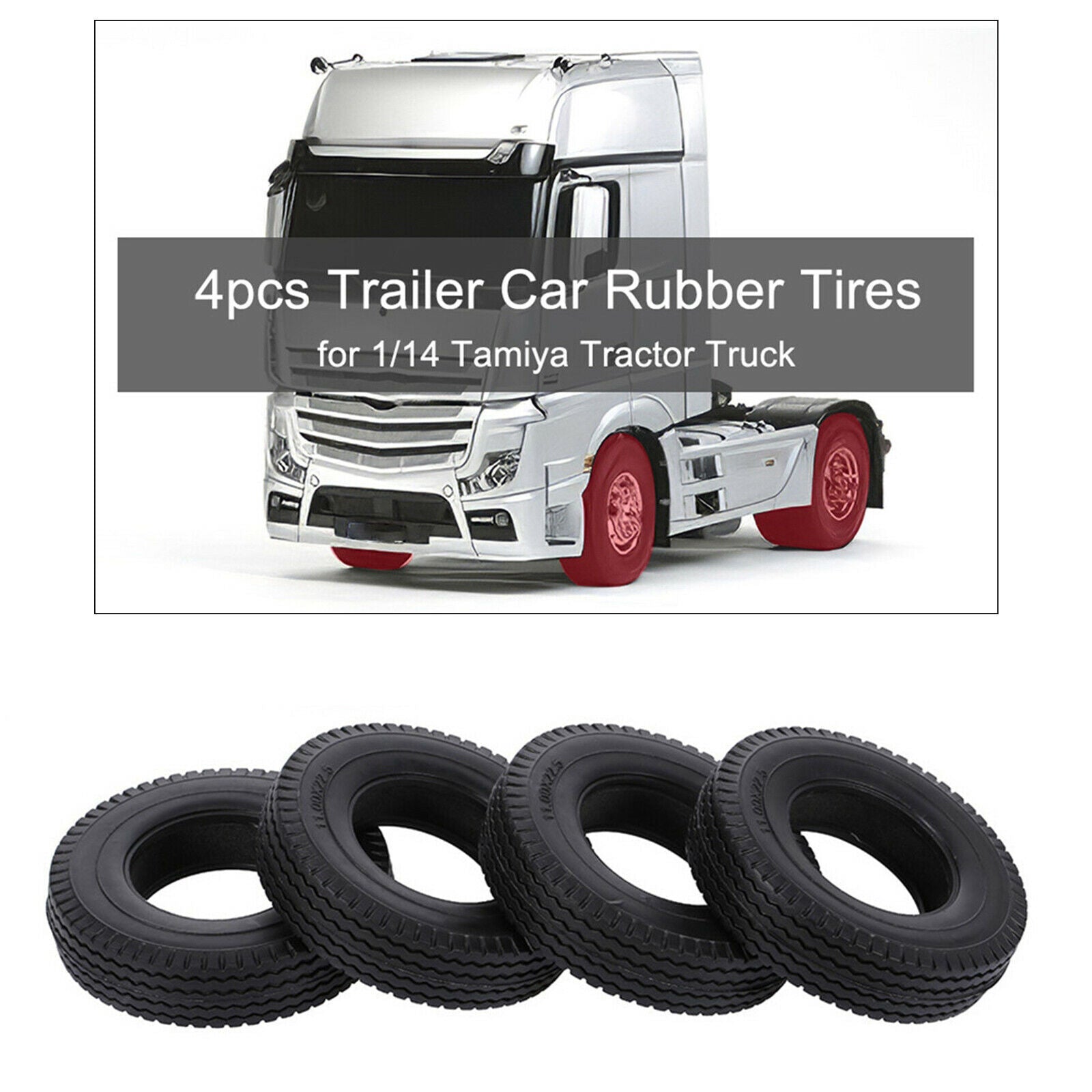 1:14 Rubber Tire for Tamiya Crawler Car Buggy Trailer Tractor Accessories