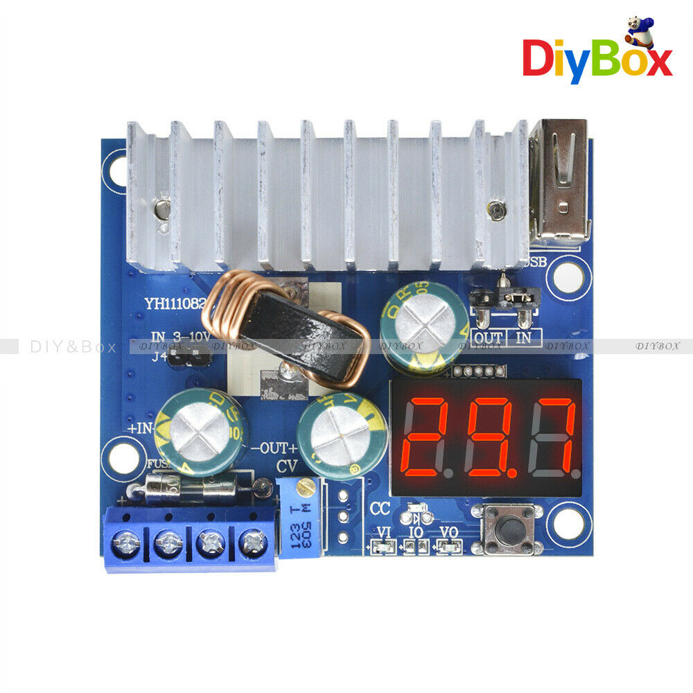 6A 3-35V to 3-35V DC 100W Boost Step-up Module USB Power Supply LED Voltmeter