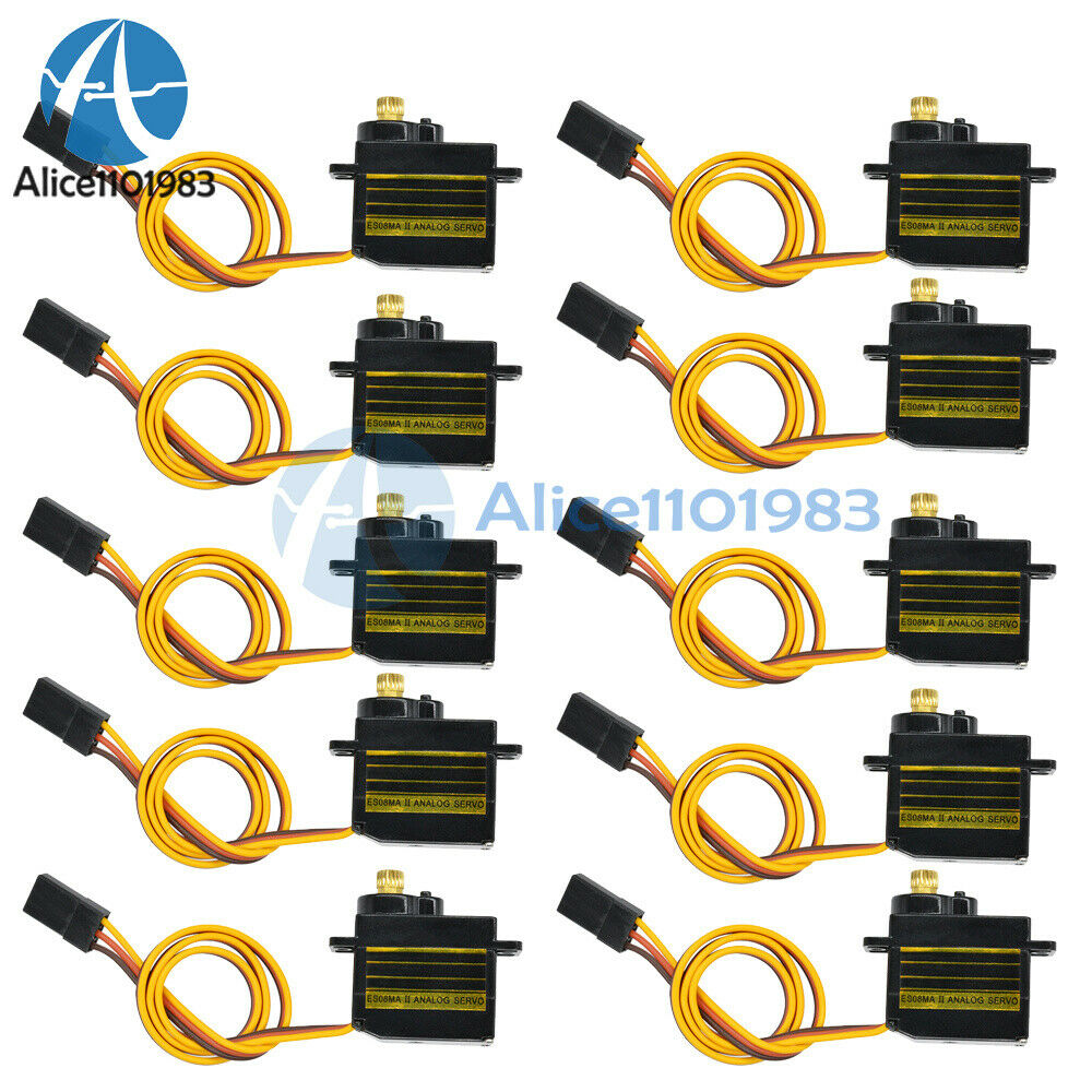 10PCS ES08MAII Mini Metallgetriebe 13g Analog Servo 1.6KG 0.12sec ES08MA