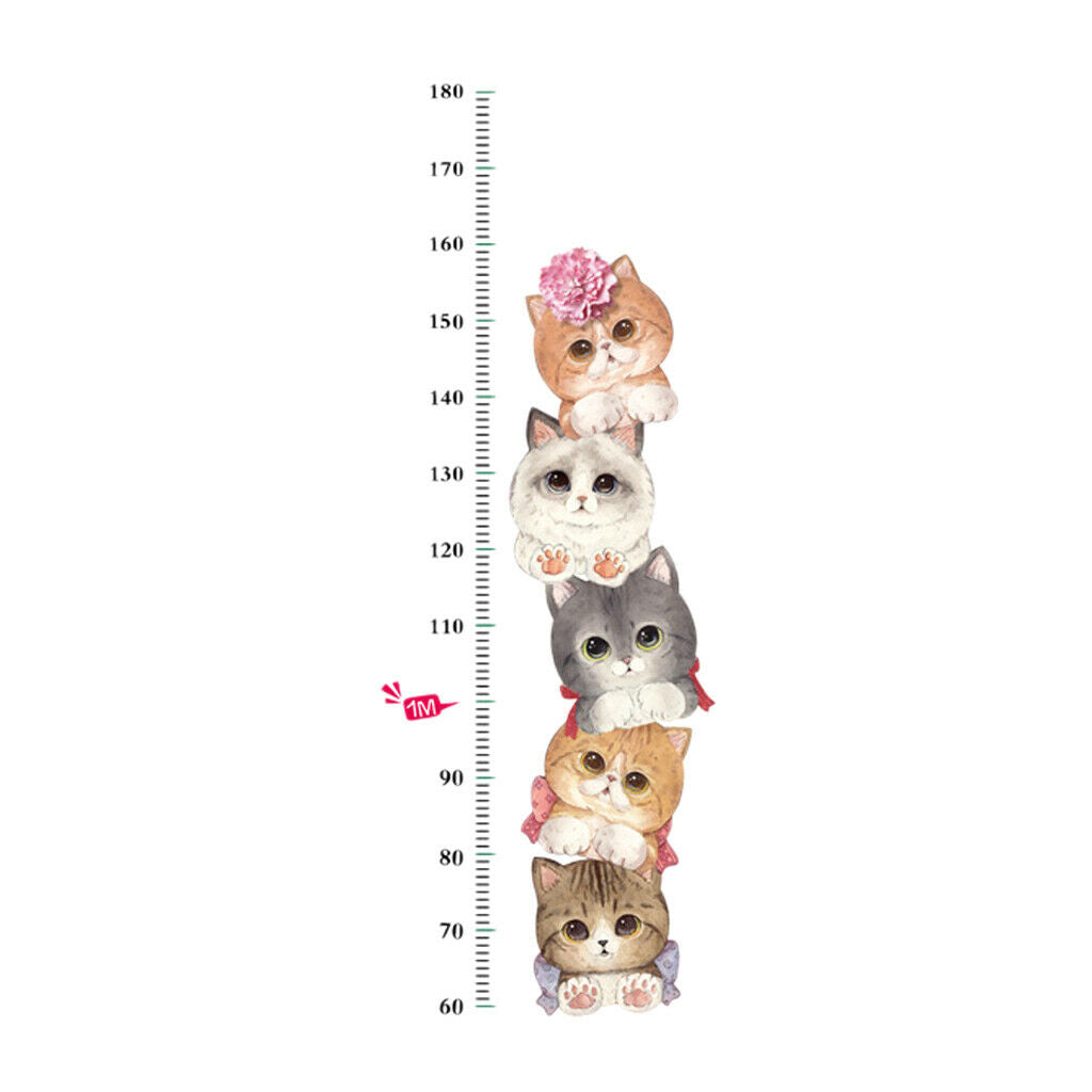 Animal Cats Height Chart Measure for Kids Children Wall Art Mural Decor Vinyl