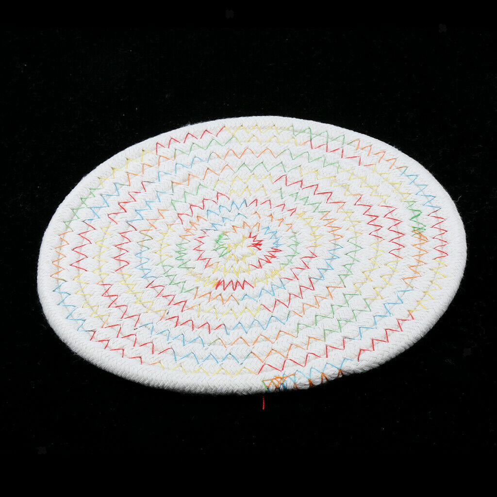 Round Cotton Braided Table Placemat Mat Coaster for Cup Saucer Bowl Teapot