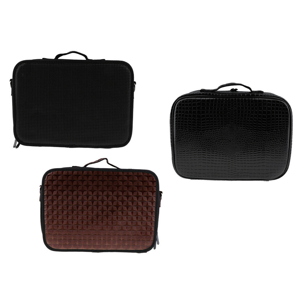 Hair Scissors/Shears Holder Case Clips,Combs PU Bag Diamond Texture Brown