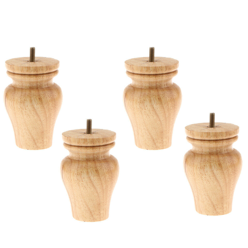 Sets of 4 Wooden Furniture Feet Sofa Legs Couch Chair Bed Ottoman Cabinet Vase