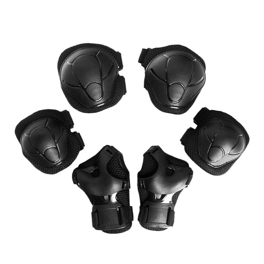 6 Kids/Youth Knee Pad Elbow Pads Helmet Guards for Cycling Skateboard Black