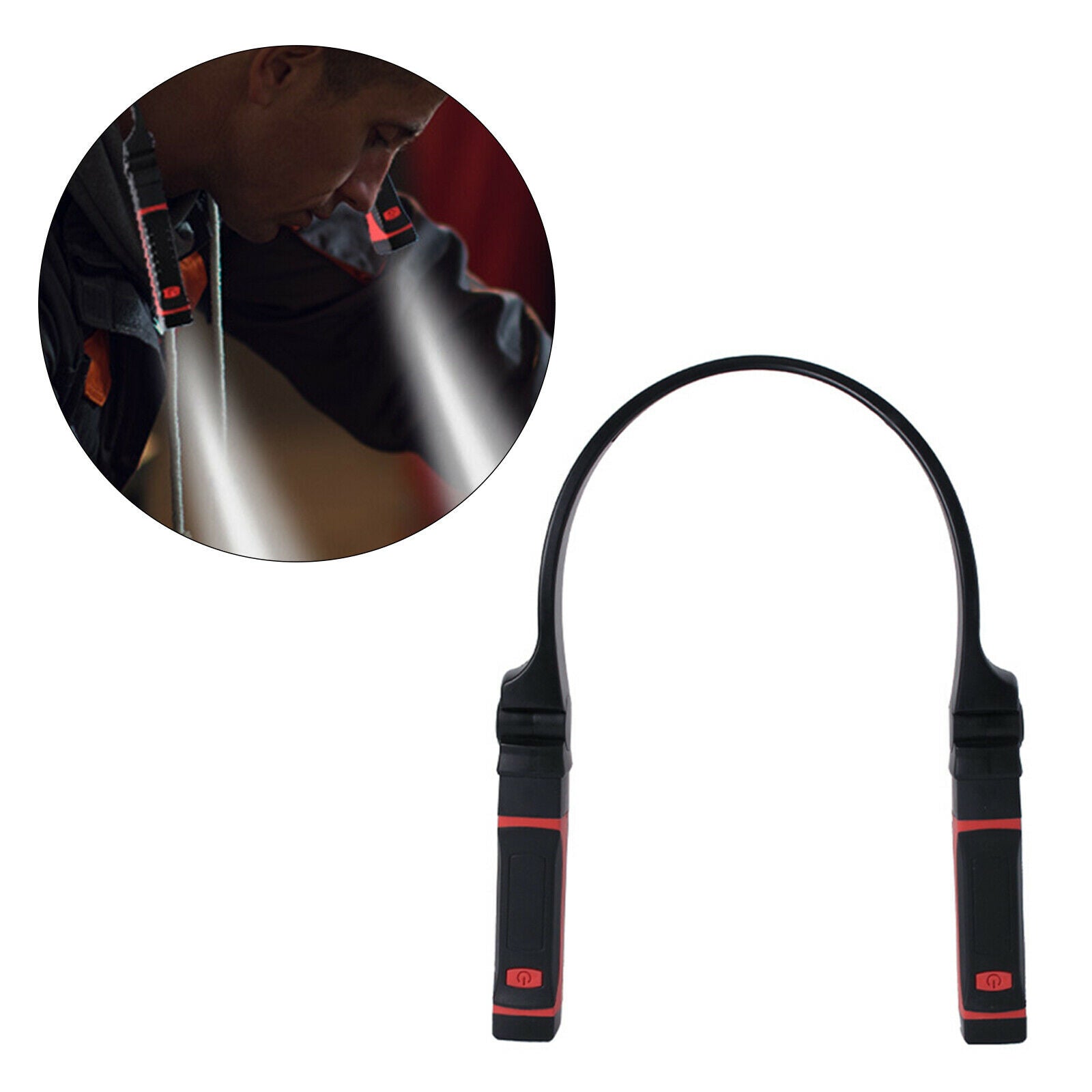 LED Neck Reading Light 2 Levels for Reading Crocheting Black Battery Powered