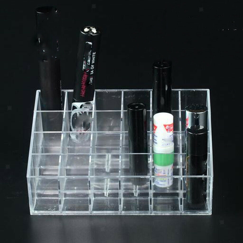Clear Acrylic 24 Slot Lipstick Display Holder Stand Organizer Transparent