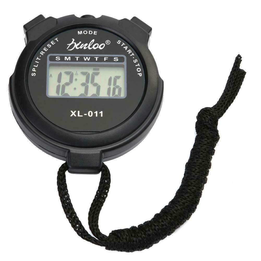 Sports Multifunction Digital Handheld LCD Chronograph Sports Stopwatch  Black