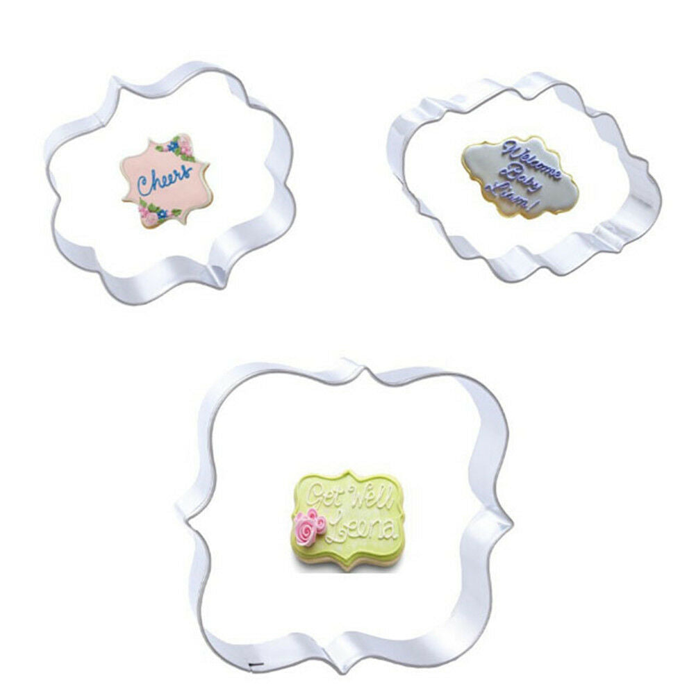 3x Stainless Steel European Pattern Cutter Mold For Cake Cookie Baking To.l8