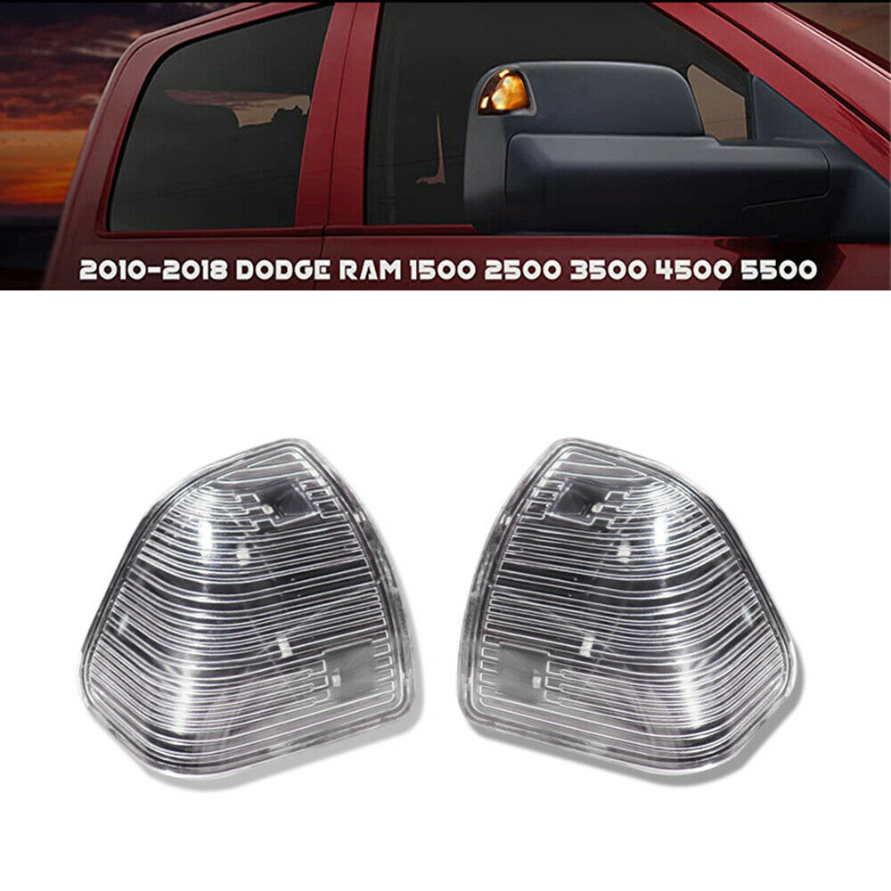 For Dodge Ram 1500 2500 3500 Side Mirror Turn Signal Lights Clear Lens Amber LED
