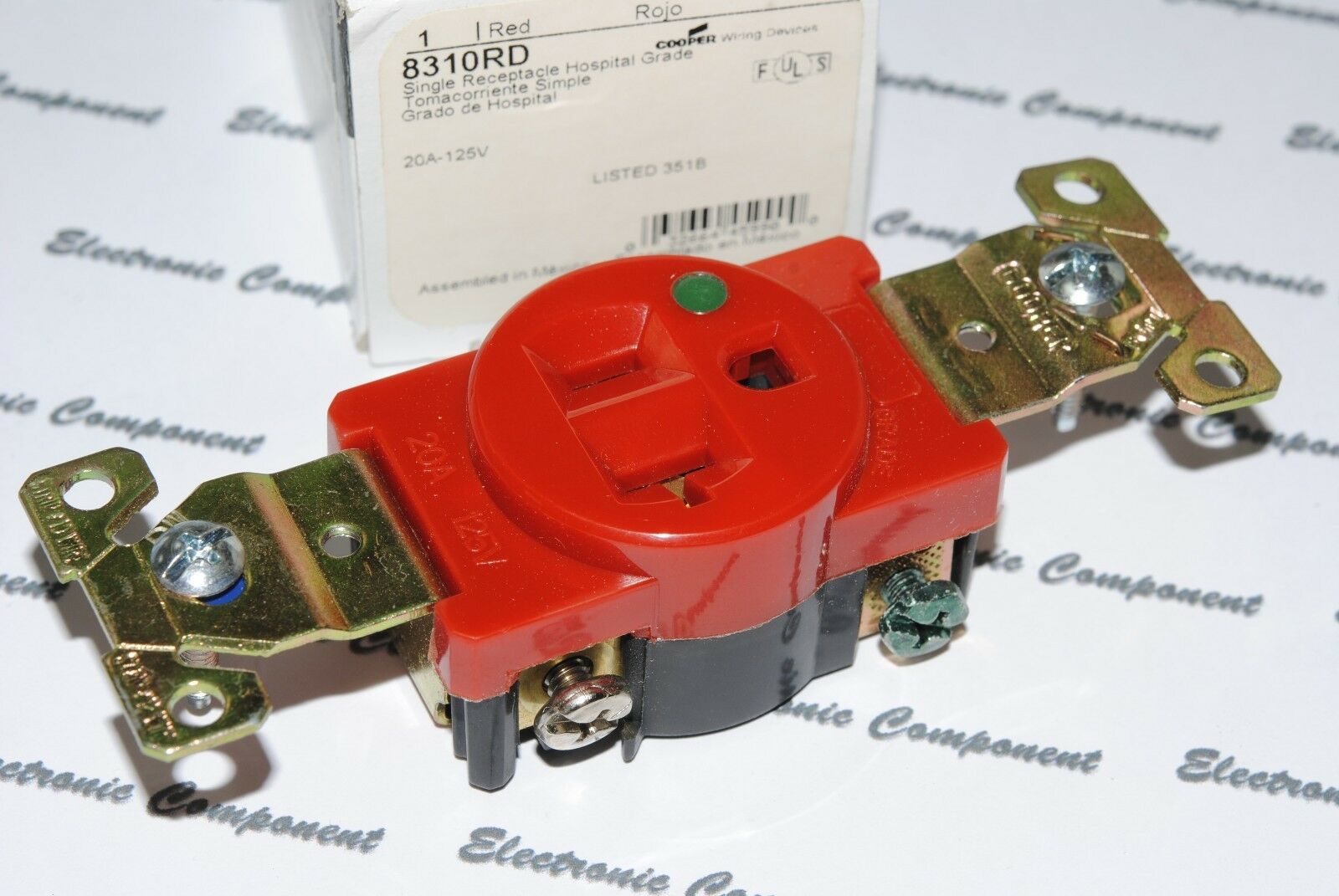 1pcs - COOPER WIRING 8310RD Premium Hospital Single Receptacle 20A-125V Outlet