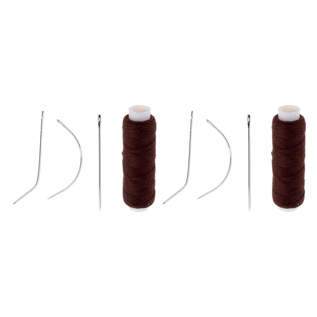 2 Set Hair Sewing Weaving Thread Needles Kit for Hair Extensions Weft Braid