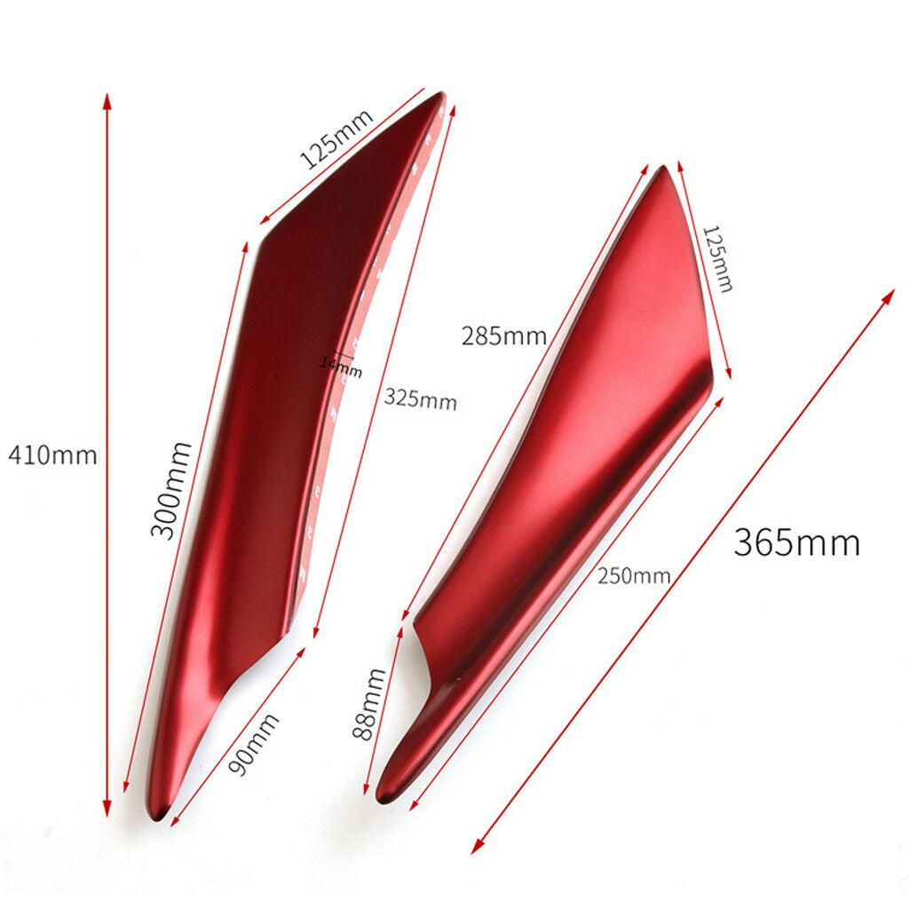 4 Pieces Red Car Universal Front Bumper Spoiler Lip Splitter Fins