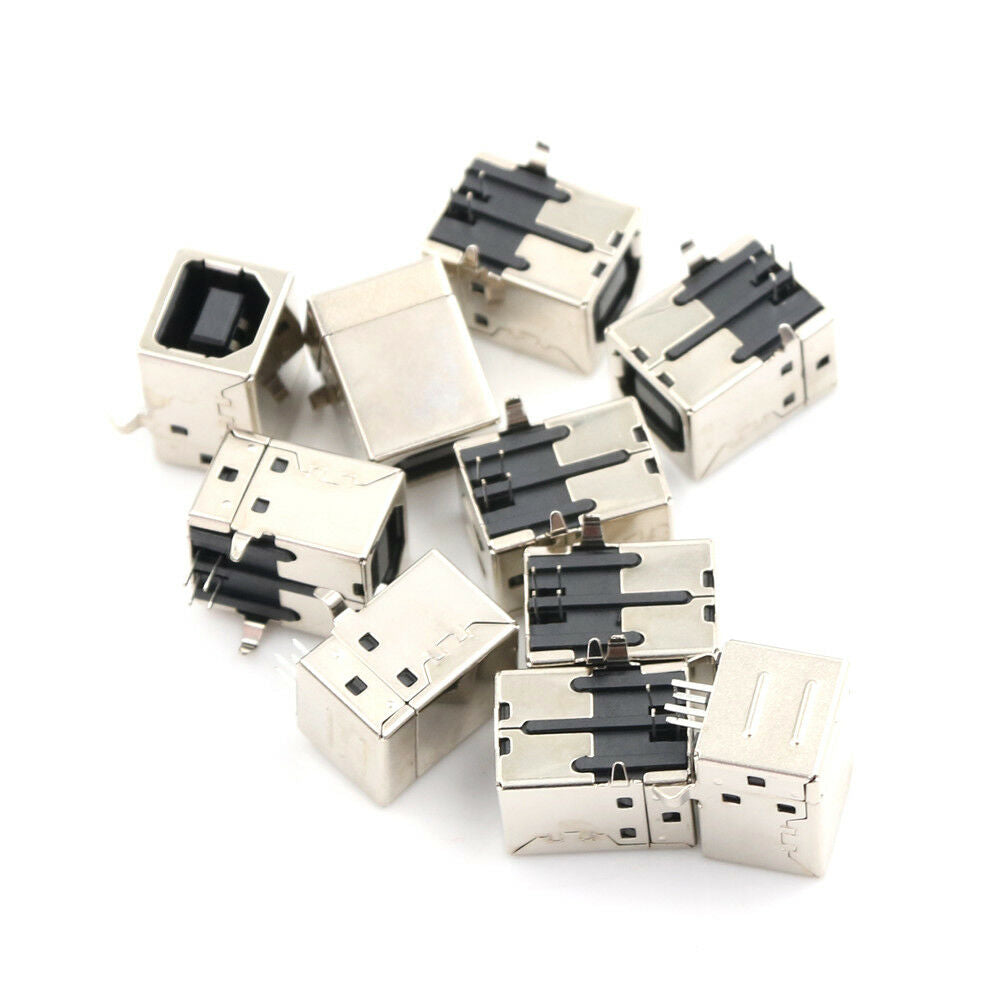 10Pcs USB Female Type-B Port 4-Pin Right Angle PCB DIP Jack Socket_shY tHSJCA