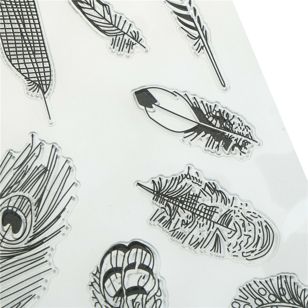 Creative Feather Shape Rubber Clear Stamp Scrapbooking Photo Album Decor .l8