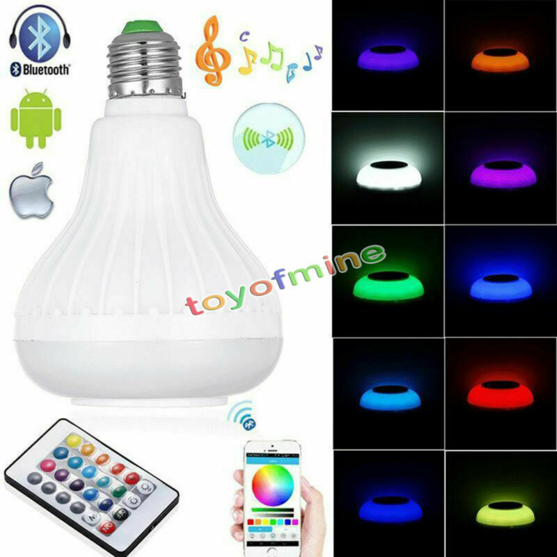Wireless Bluetooth Speaker Bulb Light 12W LED E27 Smart Music Play Lamp Remote