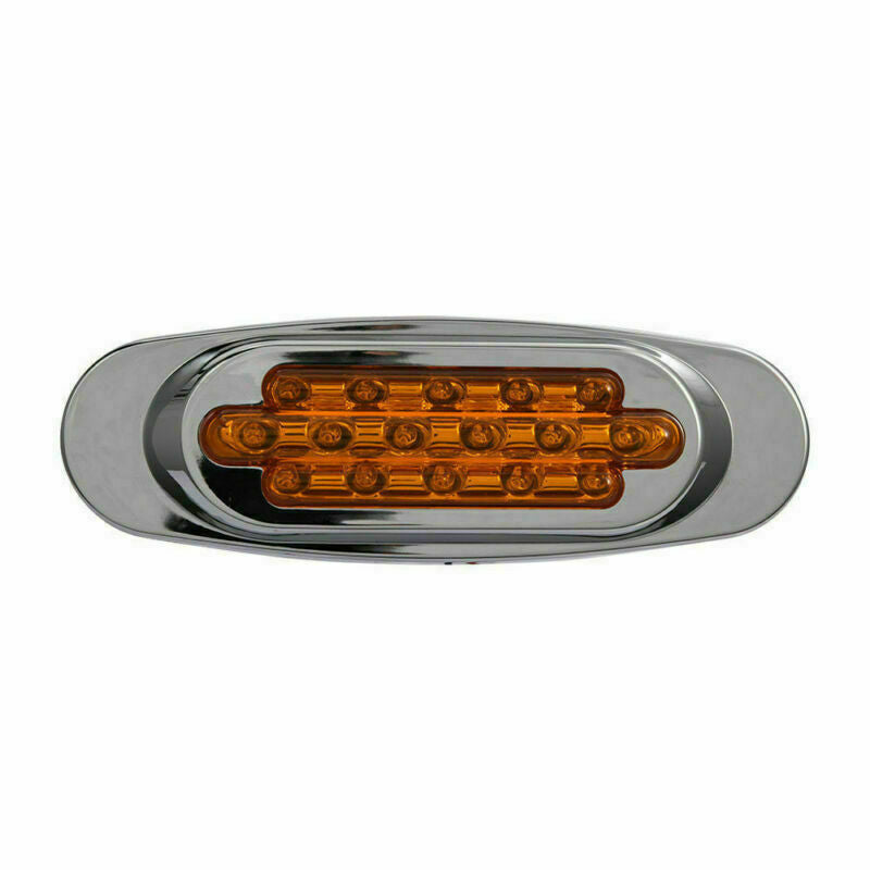 14x 6.5" Amber LED Truck Marker Light Side turn For Peterbilt Chrome 16 LED