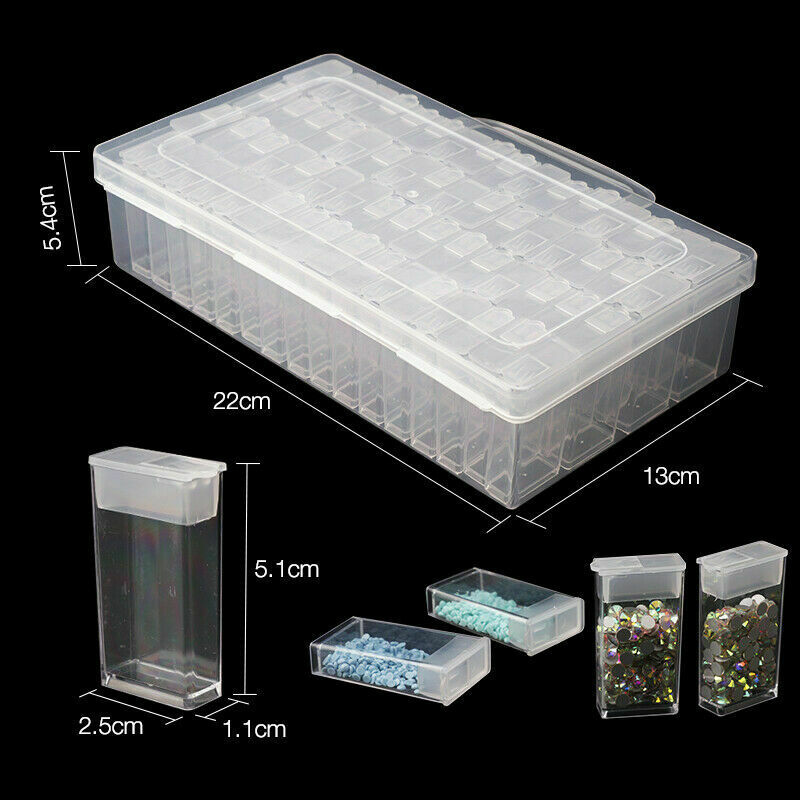 64x Diamond Painting Drill Storage Box Jewelry Beads Container with Labels Craft