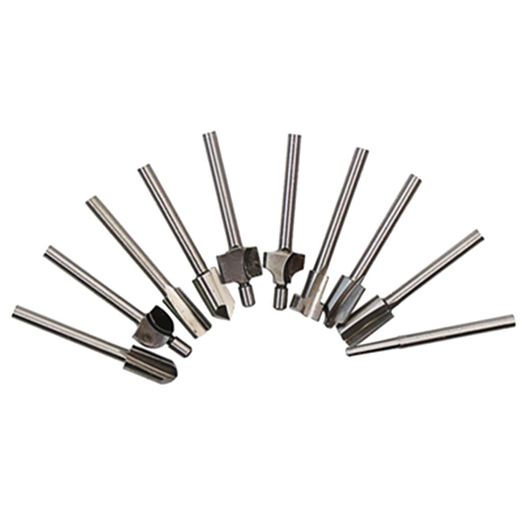 10 Set 1/8" 3mm HSS Woodworking Router Bit Cutter Milling Fits Rotary Tools