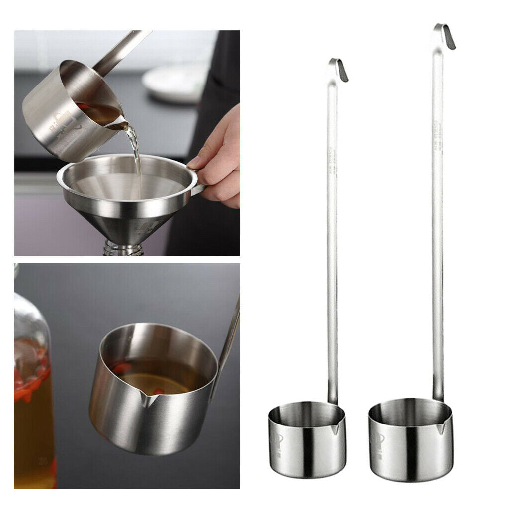 2pcs Stainless Steel Wine Dipper Pouring Spoon Hanging Hook Kitchen Tools