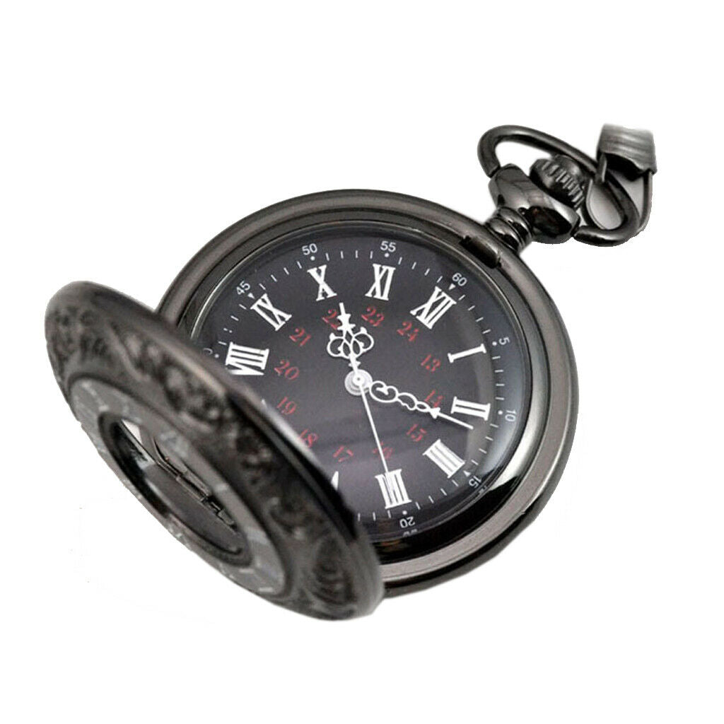 Roman Numbers Round Dial Quartz Analog Necklace Pocket Watch Gift