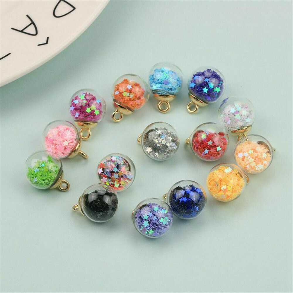 20pc Glass Rhinestones Ball Pendants with Golden Dangle Bail 21x16mm Handcrafts