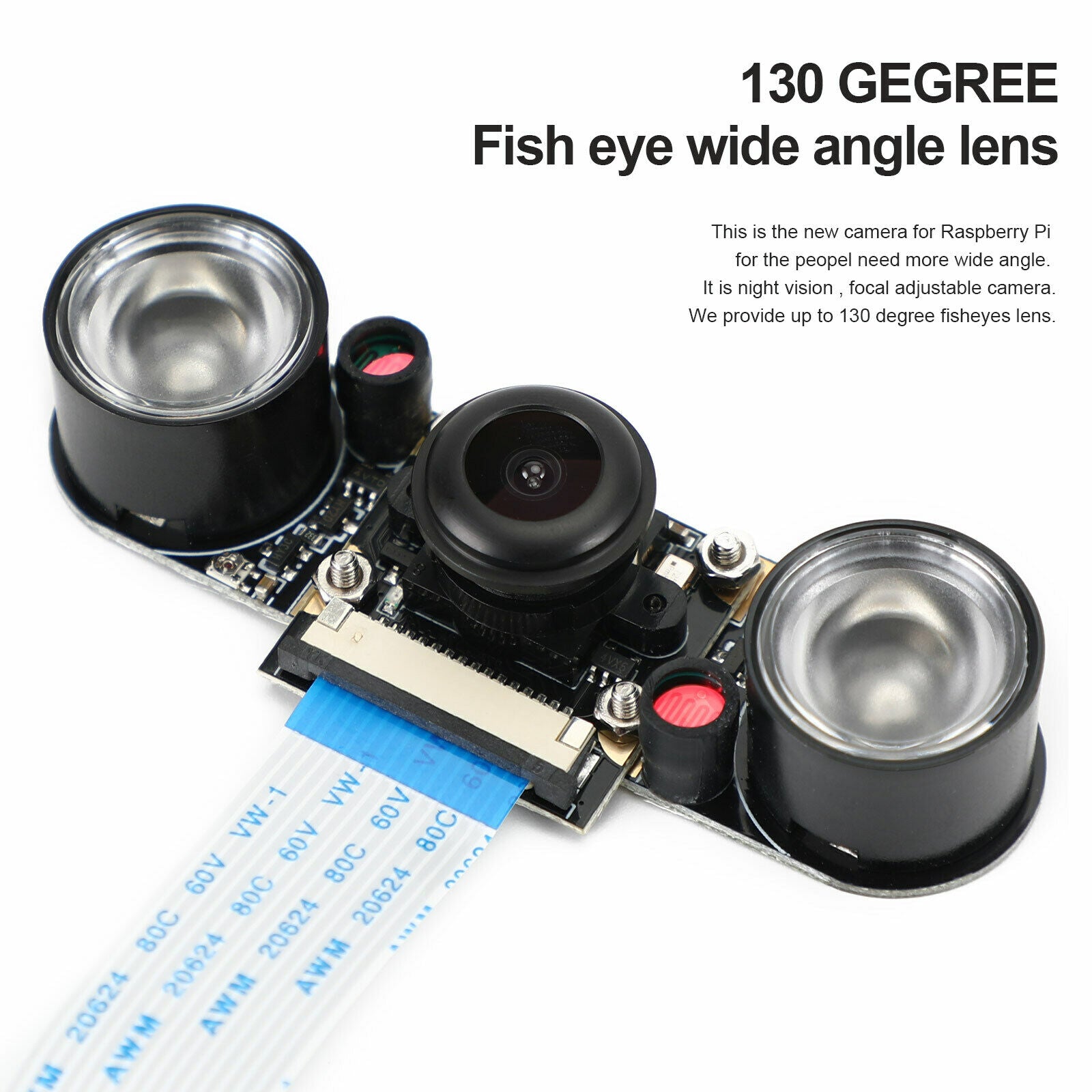 Fisheyes 130 Degree 5Mp Infrared Light Night Vision Camera for Raspberry Pi4B/3B