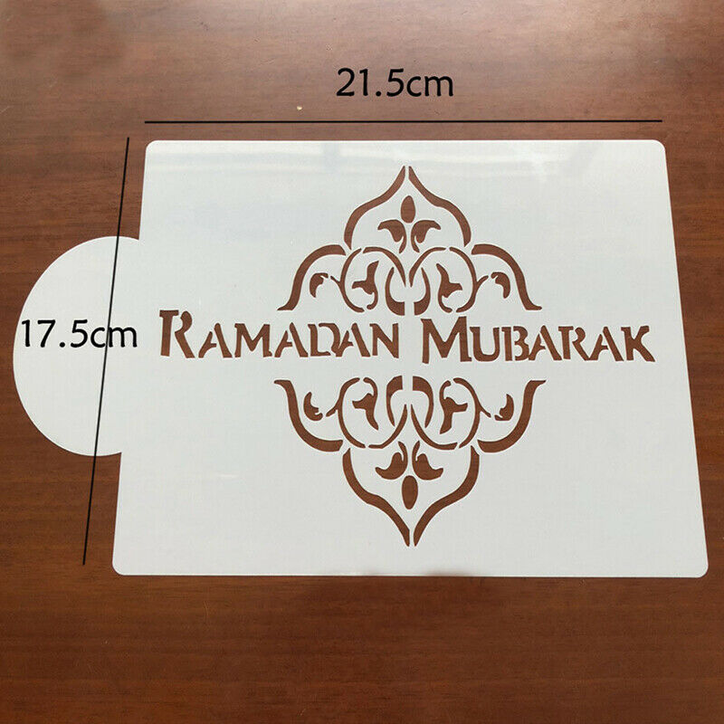 6Pcs/Set Eid Mubarak Ramadan Coffee Flower Spray Stencils Cake Decorating.l8