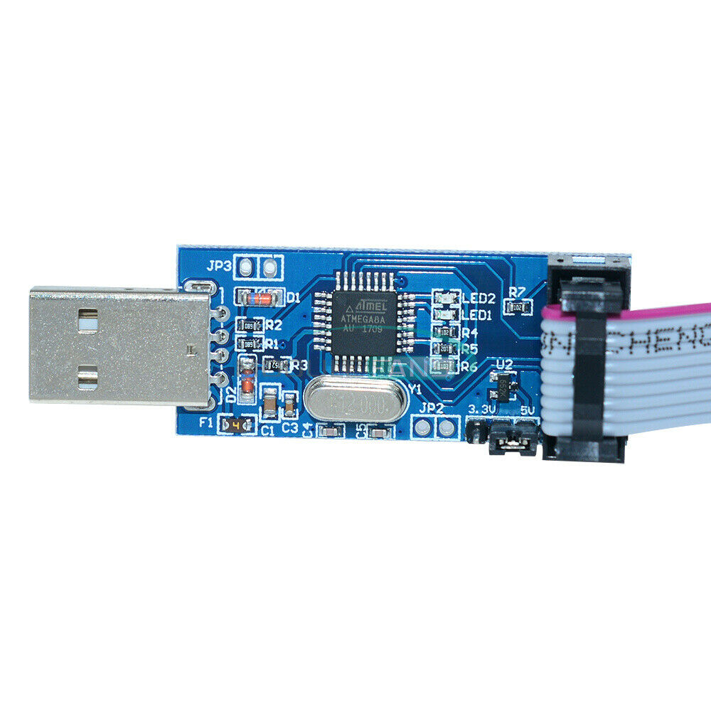 2PCS USB ATMEGA8 ATMEGA128 USBASP USBISP AVR Programmer Adapter 10Pin Cable 3.3V
