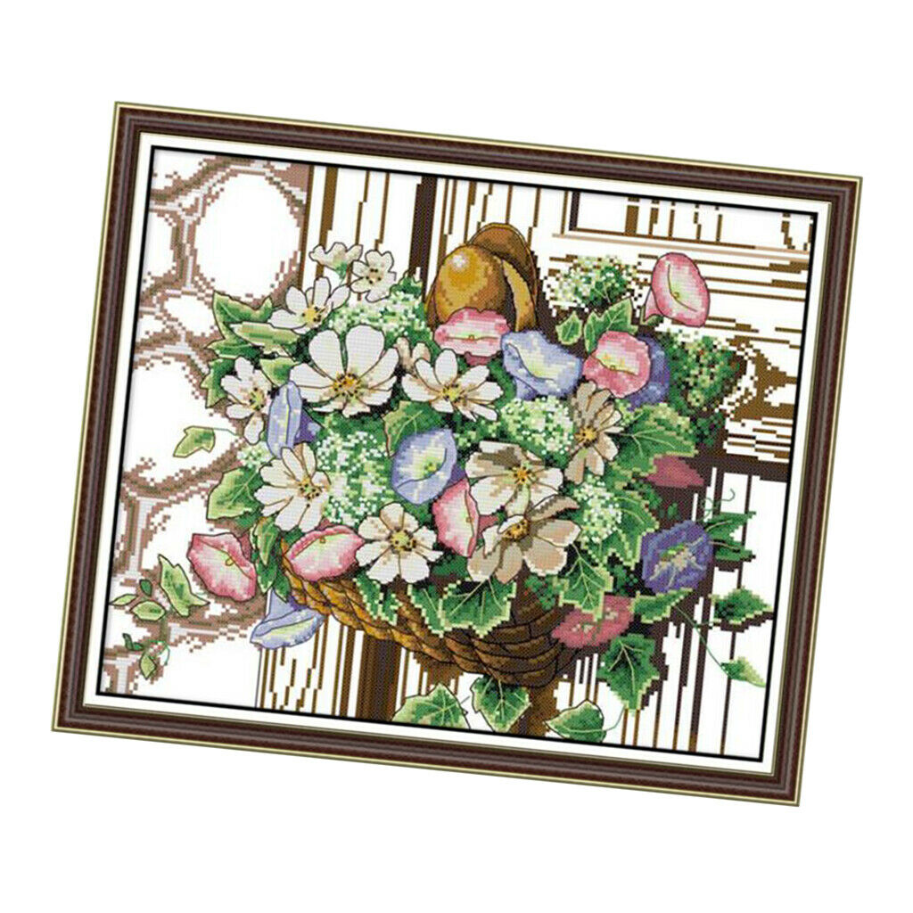 Flower Basket Cross Stitch Kits Beginner Adults Embroidery 14CT Home Decor