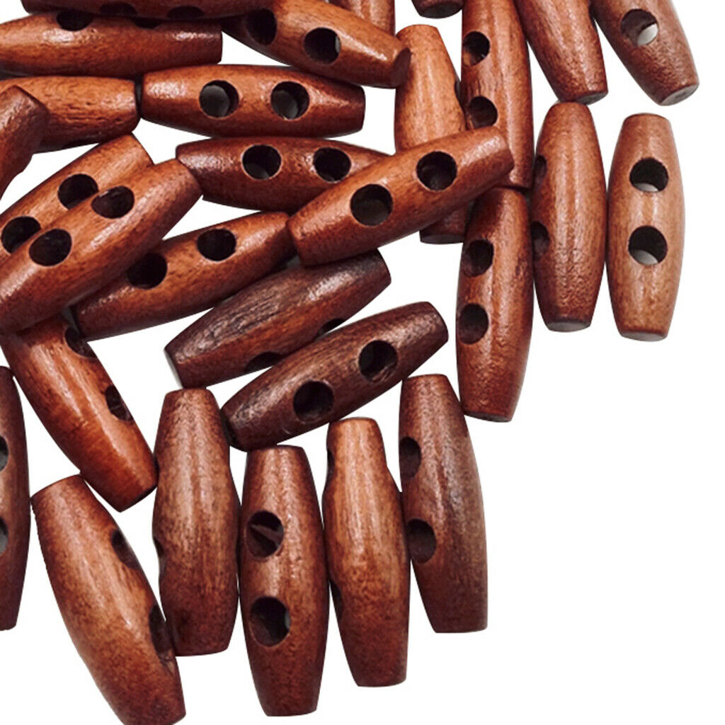 Prettyia Pack 50 Olive Shape DIY Wooden Toggles Clothes Decor Buttons Closure