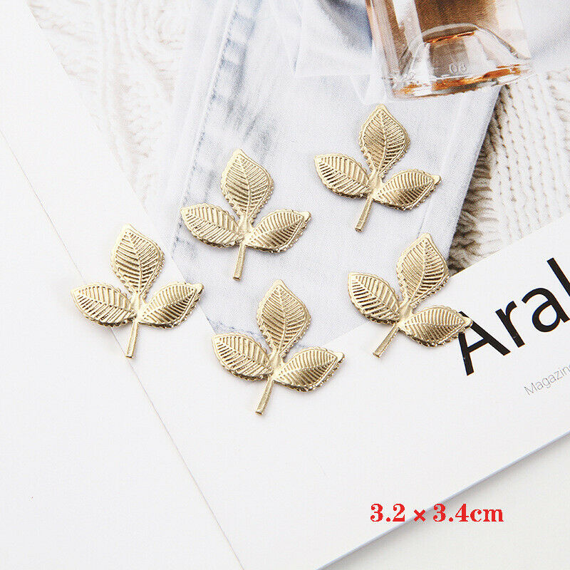 10 Pieces Retro DIY Golden Leaves Alloy Material Three Leaves Women Accessories