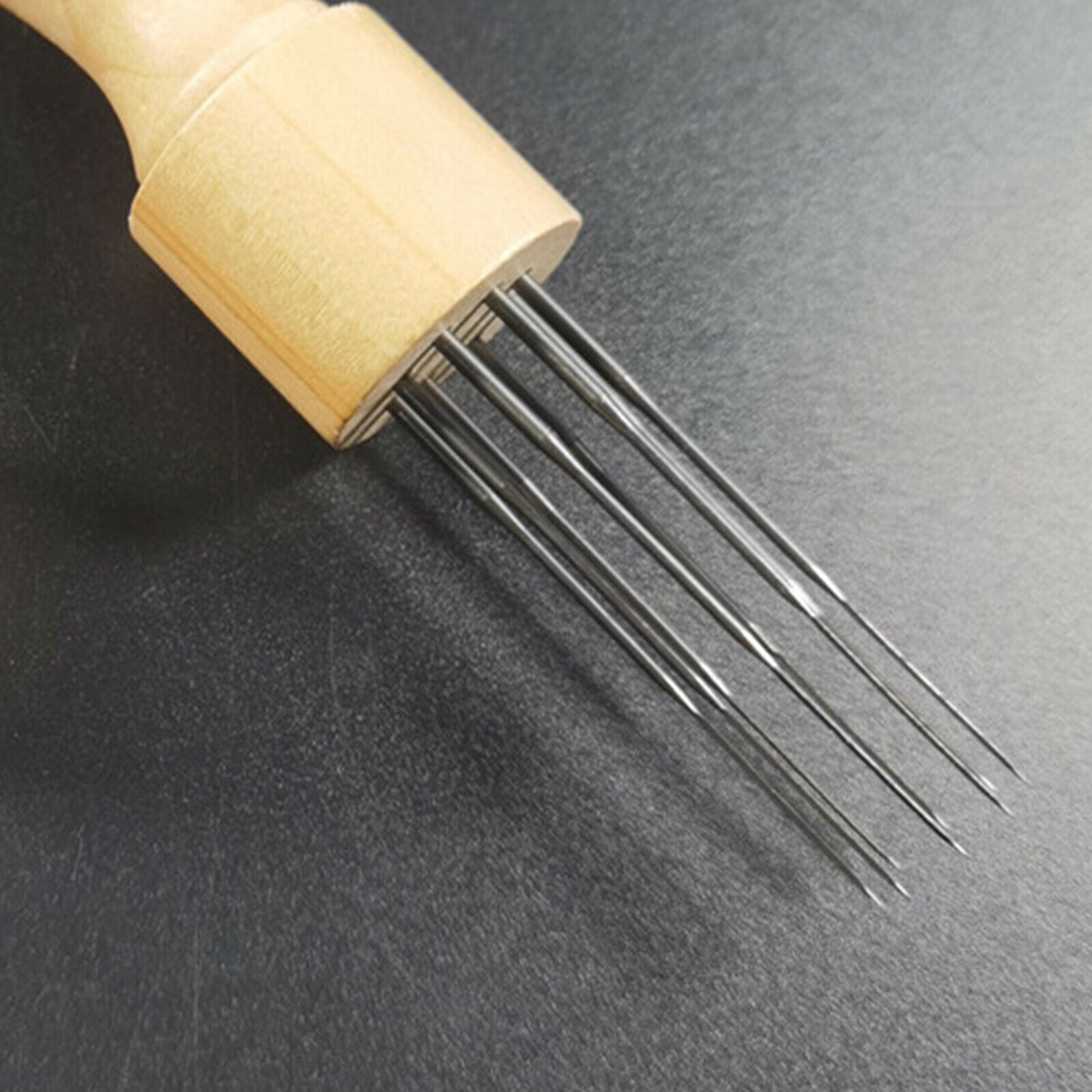 DIY Felting Needle Wood Handle with 8 Needles Wool Felt Stitch Punch Tool