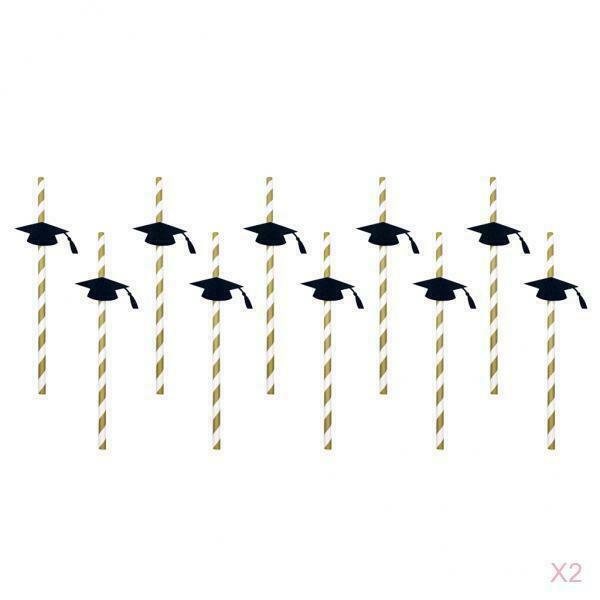 20pcs Yellow Paper Straws Birthday Wedding Graduation Party Straws Decor