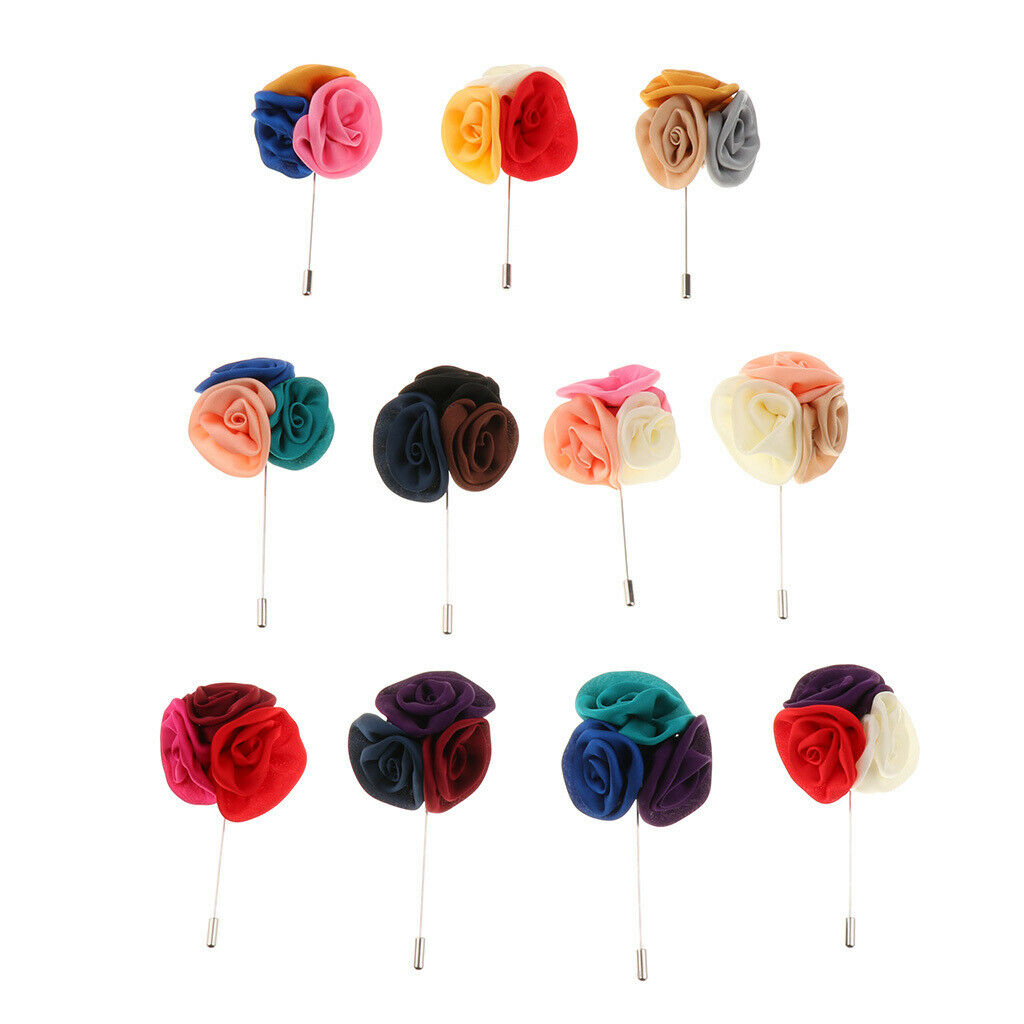 Rose Lapel Flower Handmade Boutonniere Stick Brooch Pin Men's Accessories