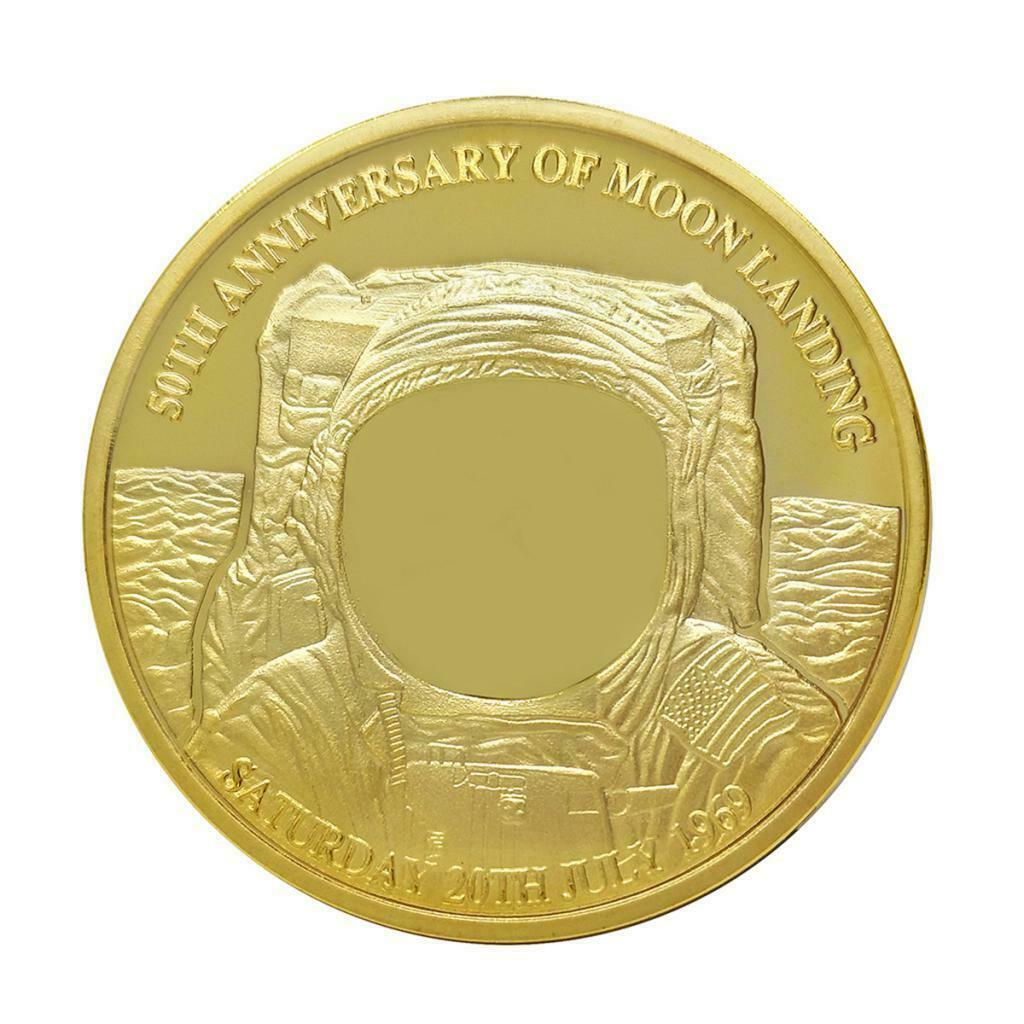 2x 40mm Plated Commemorative Coin Moon Anniversary Keepsake Collectibles