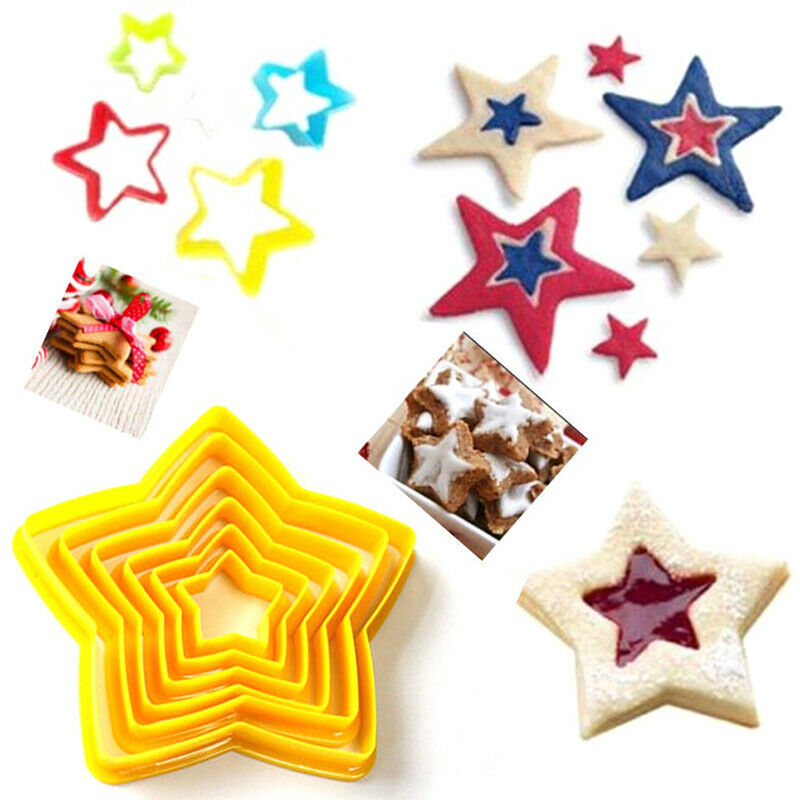 6Pcs/set Christmas Tree Cookie Cutter Stars Shape Cake Biscuit Cutter Mo.l8