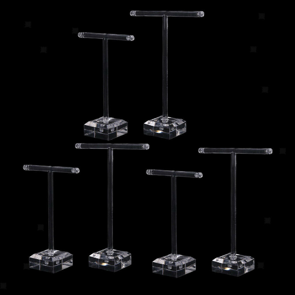 6Pcs Acrylic Earring Necklace Jewelry Display Rack T Bar Stand Holder Organizer