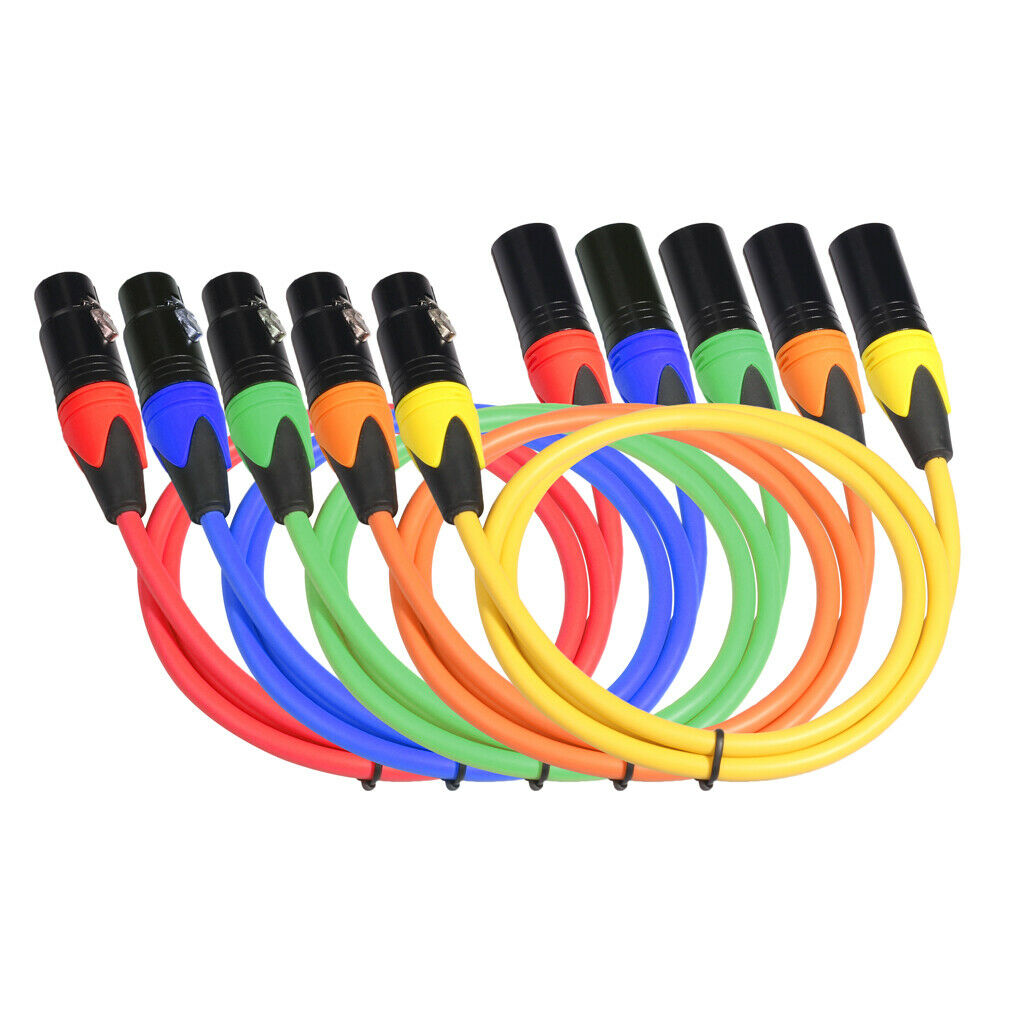 5pcs Microphone Cables 3-pin XLR Female To XLR Male Plug 1m