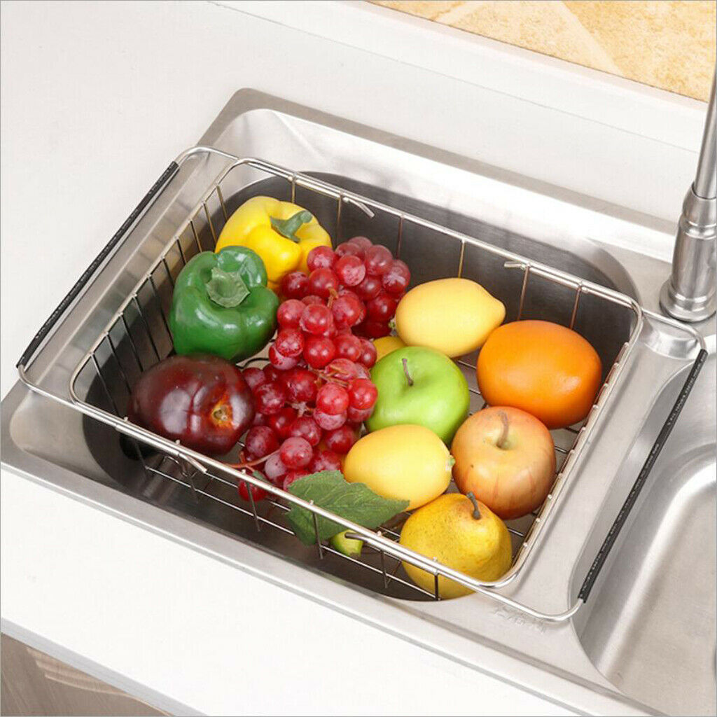 Multi-function Dish Drainer Drying Rack Stainless Steel Fruits Cups Drainer