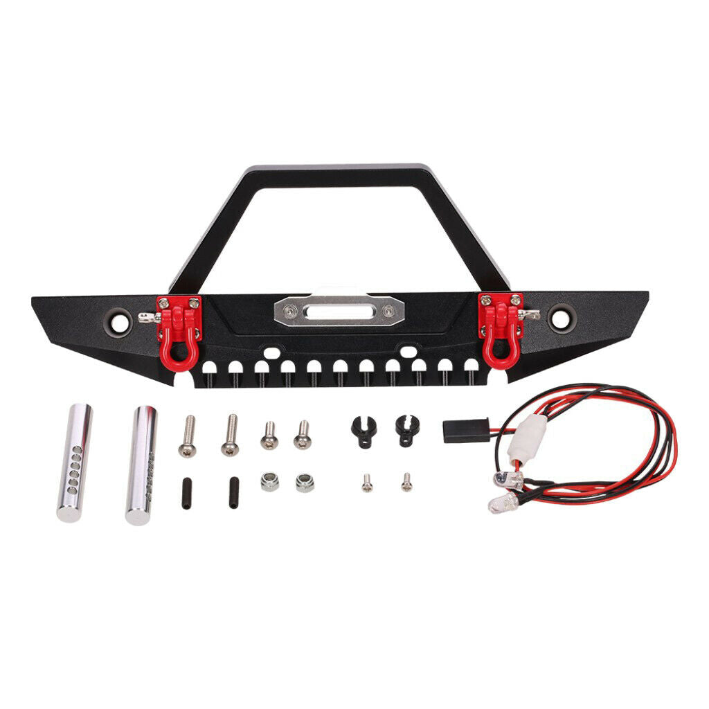 Metal Front Bumper w/ 2 LED Headlights for Axial SCX10 1/10 RC Rock Crawler