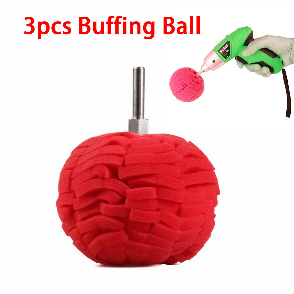 3Pcs Red Soft Polishing Ball Finishing Buffer Polishing Sponge For Car Polishing