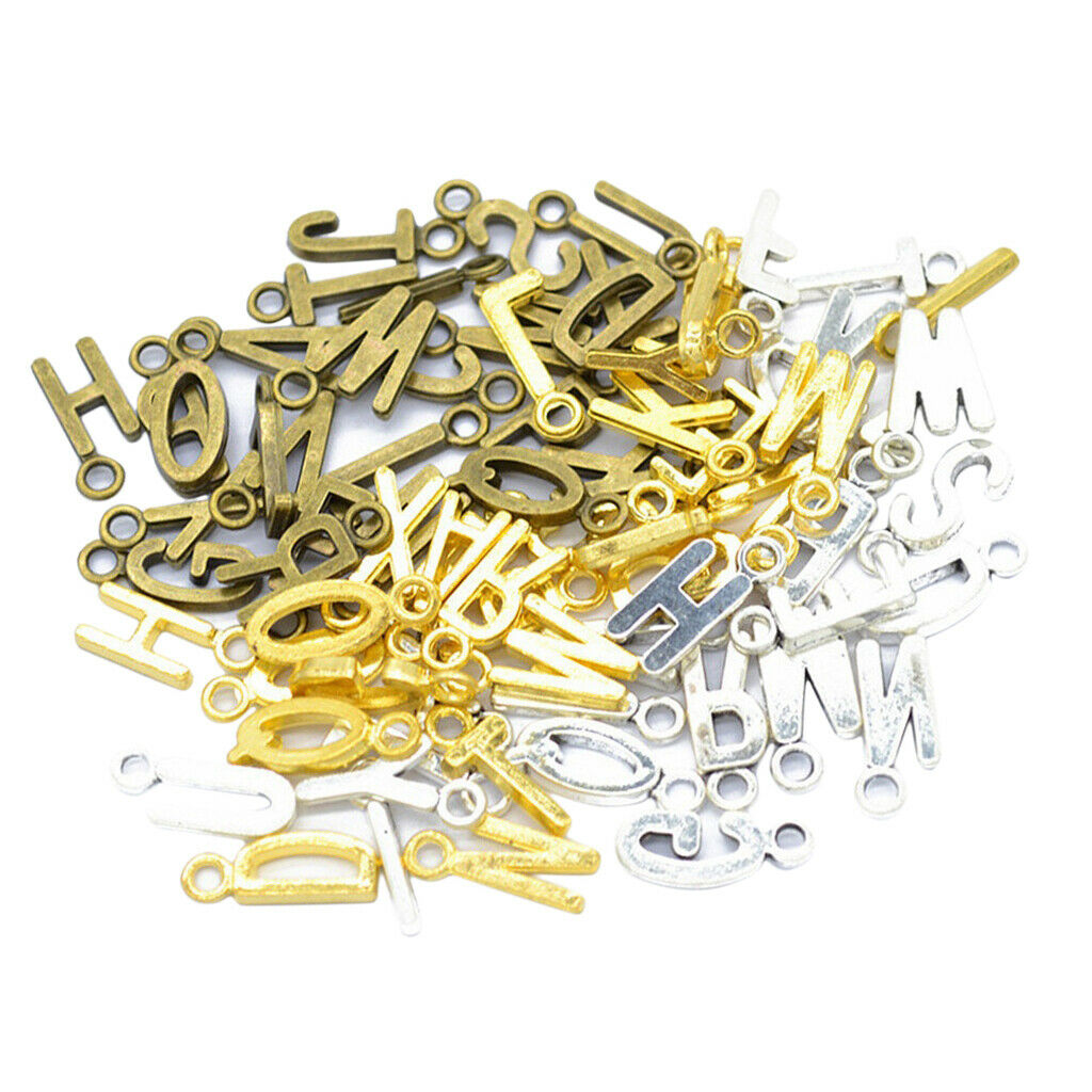 78 Pieces Alloy A-Z Alphabet Letter Charms Necklace Pendant
