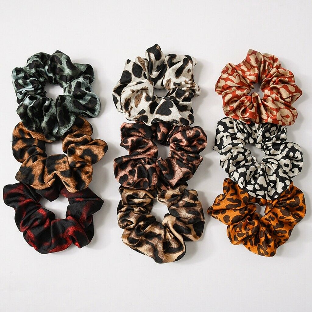 9Pcs Leopard Print Hair Scrunchies Mixed Color Hair Band Stretch Hair Ties