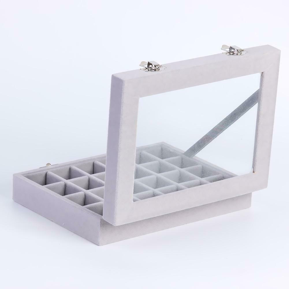 24 Grid Velvet Women Jewelry Packaging Boxes Ring Earrings Organizer Case @