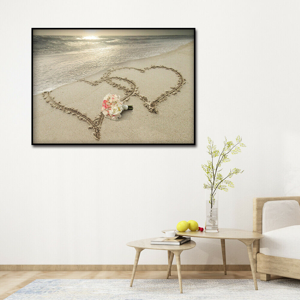 5D Diamond Painting Drawing Art Full Round Drill Picture DIY Beach Love Kit @
