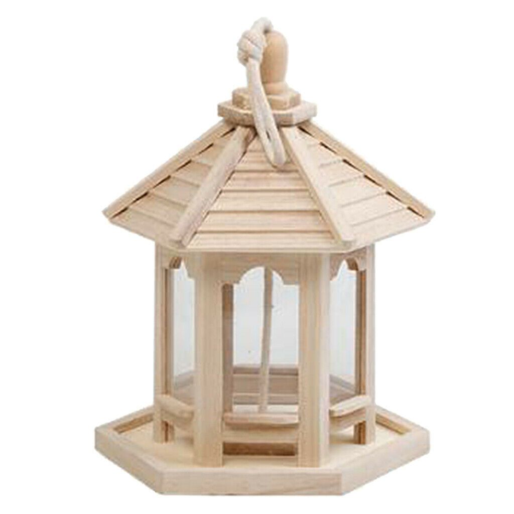 2Pcs Hanging Wooden Bird Feeder Garden Yard Outdoor Tree Patio Decoration