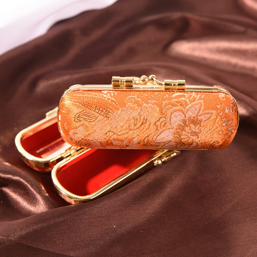 Fashion Iron Clip Lipstick Case Holder With Mirror Inside & Snap-On Closu.l8